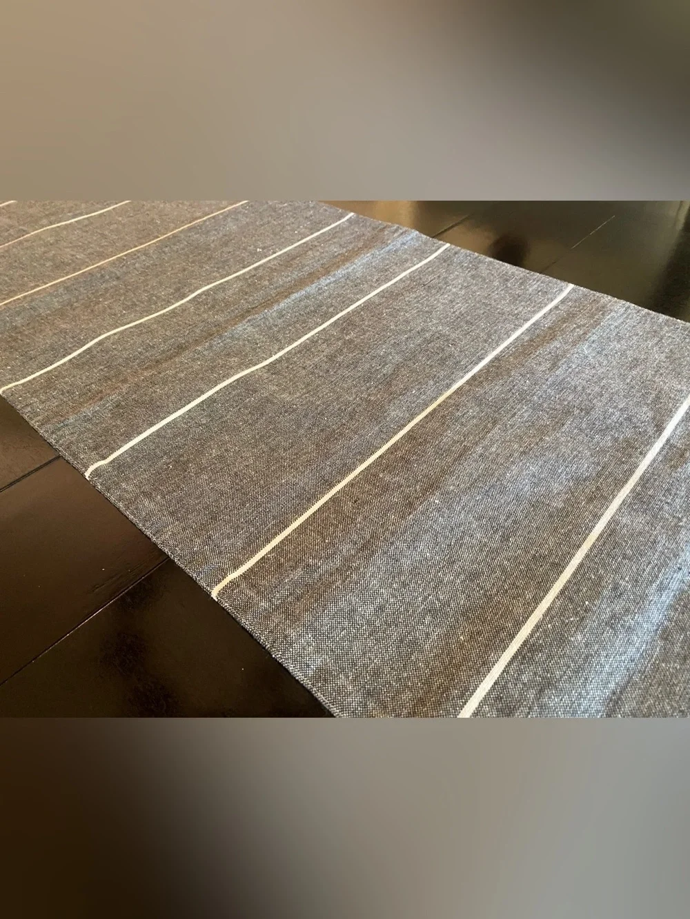 Gray And White Striped Table Runner, 100% Cotton Contemporary Table Linen